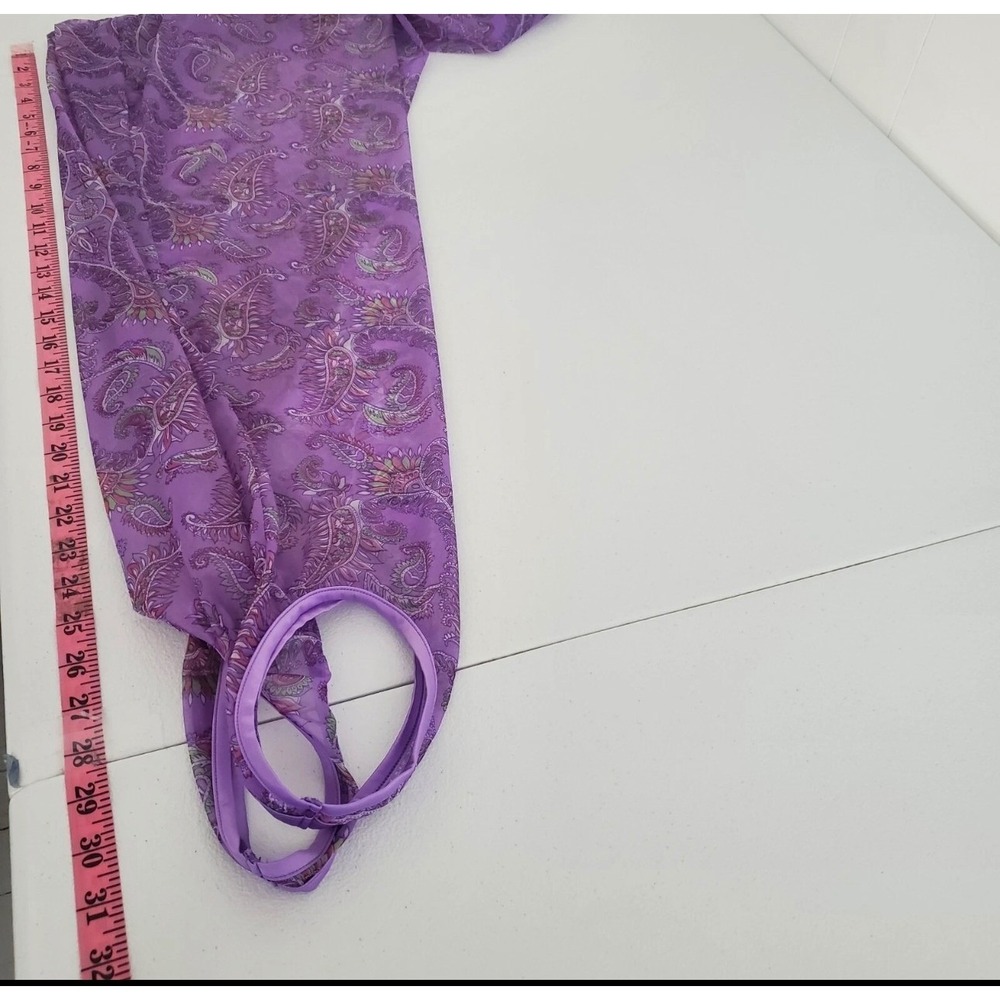 Savage X Fenty Purple Paisley Sheer Mesh Stirrup Leggings Strappy V-Waist 3X NWT - Picture 8 of 8